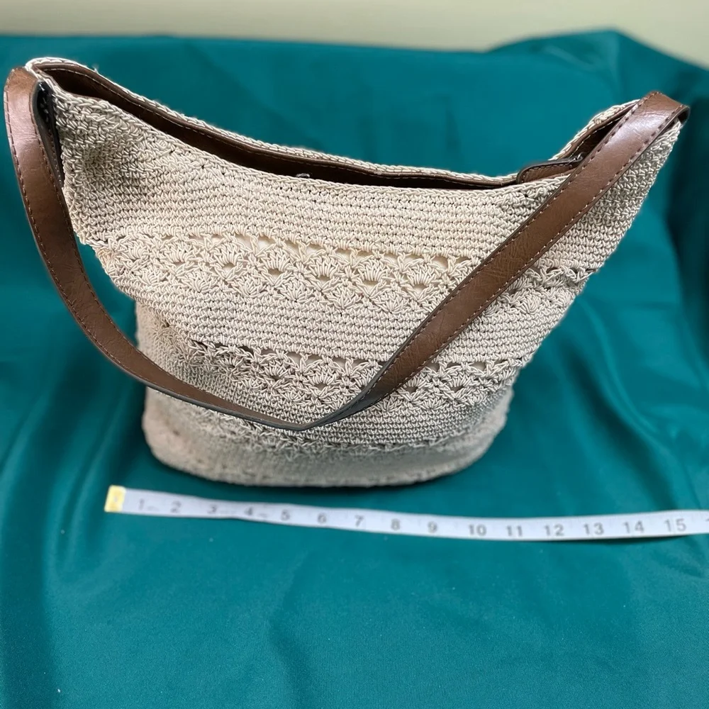 Jaclyn Smith Tan Crochet Hobo Bag